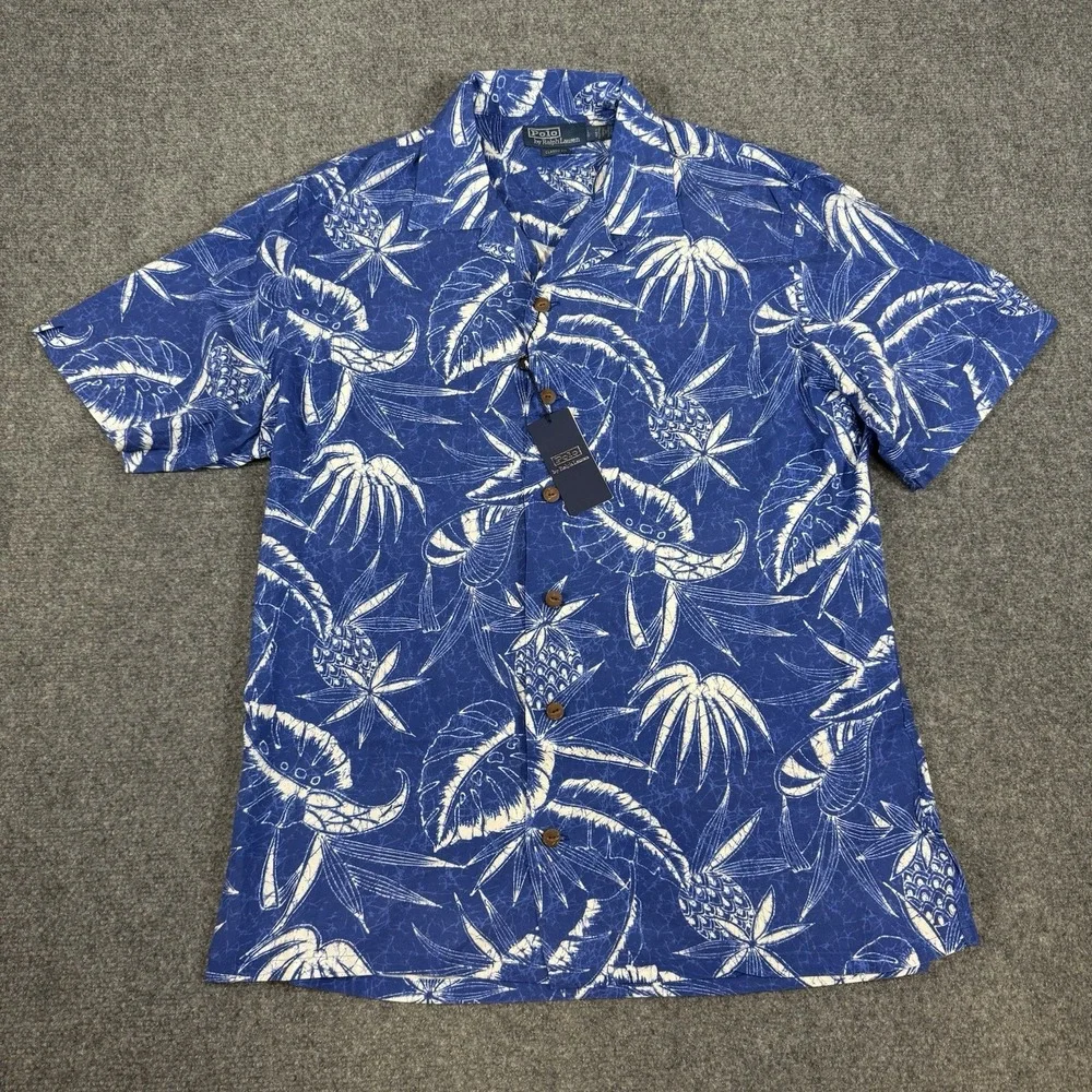 New Polo Ralph Lauren Shirt Mens L‎ Blue Classic Fit Hoffman Camp Hawaiian $168